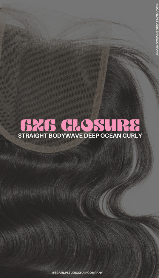 6x6 Luxe Straight /Ocean curly /Pinay straight Scahlp FILM LACE closure (7DAYPREORDER)