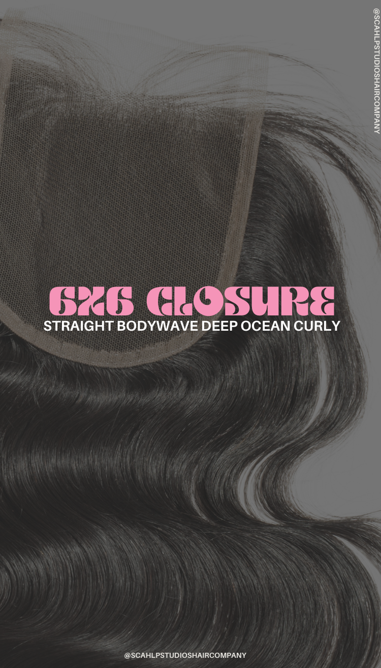 6x6 Luxe Straight /Ocean curly /Pinay straight Scahlp FILM LACE closure (7DAYPREORDER)